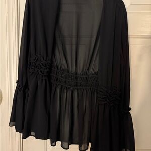 Elegant Black Sheer Cardigan